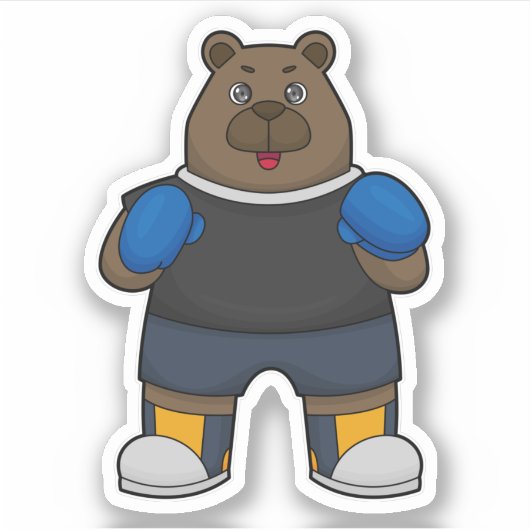 Bär wie Boxer mit Boxhandschuhen Aufkleber (Vorderseite)