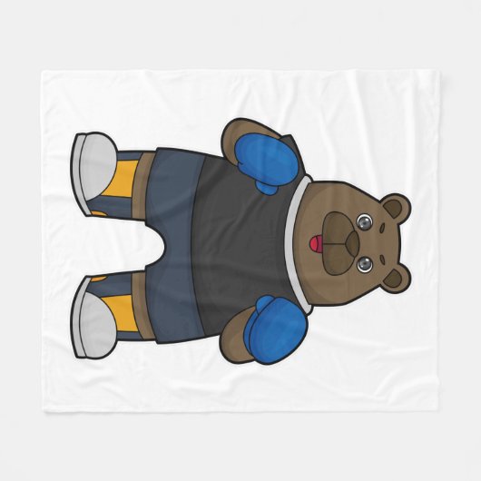 Bär wie Boxer mit Boxhandschuhen Fleecedecke (Vorderseite (Horizontal))