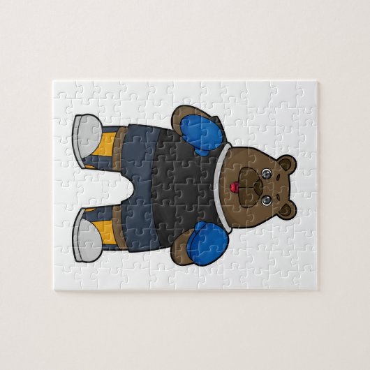 Bär wie Boxer mit Boxhandschuhen Puzzle (Horizontal)