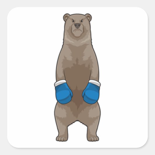 Bär wie Boxer mit Boxhandschuhen Quadratischer Aufkleber (Vorderseite)