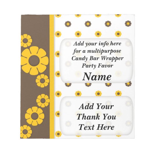 Bar Wrapper-Gastgeschenke für Mehrzweck-Süßwaren Notizblock (Vorderseite)