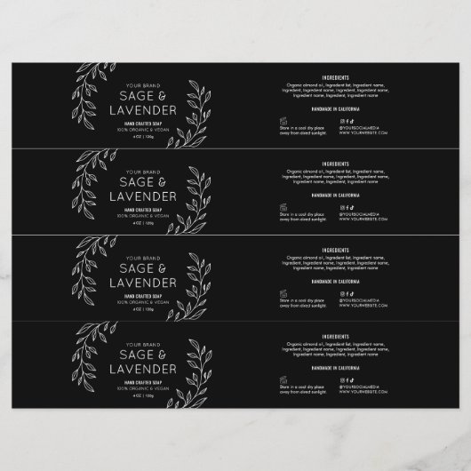 Bar Wrapper-Label mit einfachem Blumenmuster und w (Vorderseite)