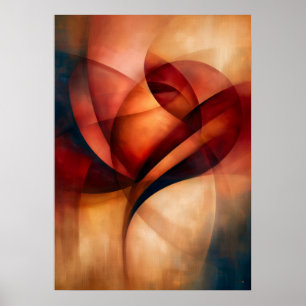Bara rote Rose kubistische Blumenabstraktion Poster