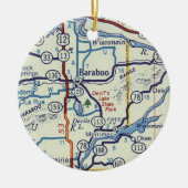 Baraboo WI Vintag Map Keramik Ornament (Vorne)