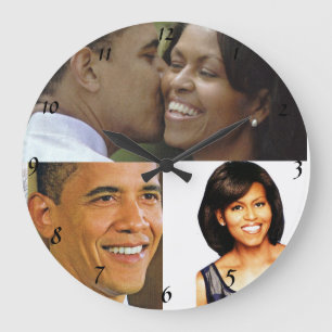 BARACK AND MICHELLE OBAMA clock Große Wanduhr