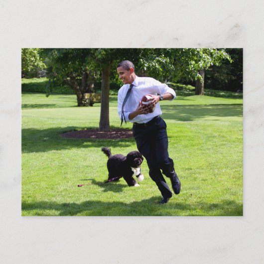 Barack & Bo Obama Postkarte (Vorderseite)