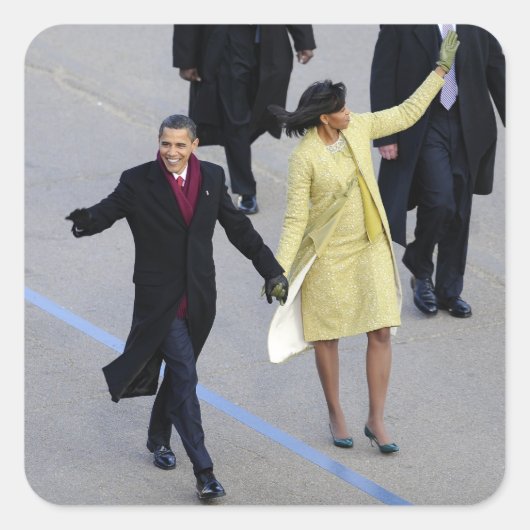 Barack & Michele Obama Quadratischer Aufkleber (Vorderseite)