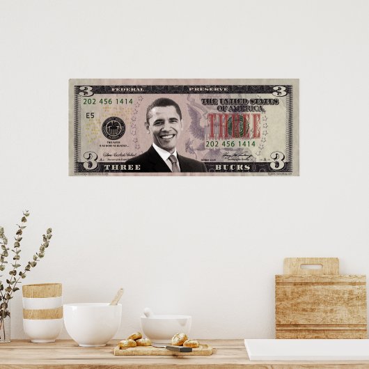 Barack Obama $ 3 Bill Poster (Küche)