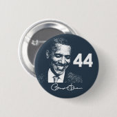 Barack Obama 44. Präsident mit Unterschrift Button (Vorne & Hinten)