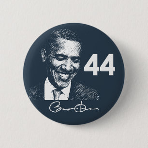 Barack Obama 44. Präsident mit Unterschrift Button