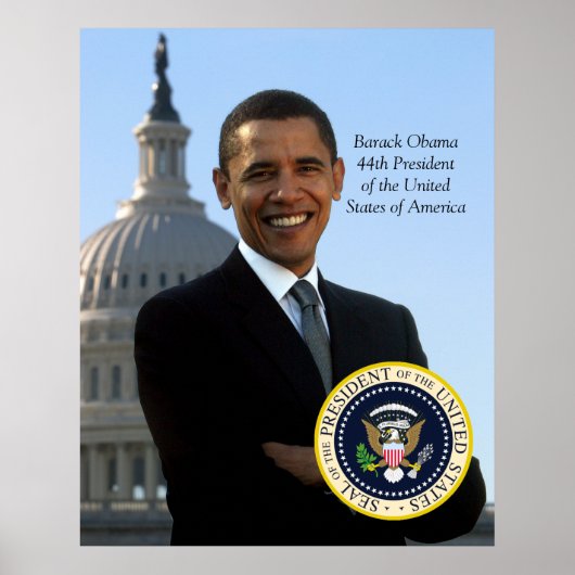 Barack Obama 44 Pres Portrait & Offiziell Pres Sie Poster (Vorne)