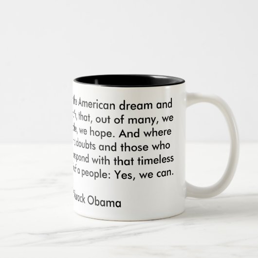 Barack Obama - Akzeptanzrede Zweifarbige Tasse (Rechts)