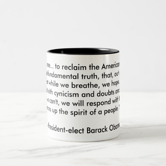 Barack Obama - Akzeptanzrede Zweifarbige Tasse (Mittel)