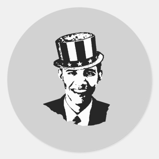 Barack Obama als Uncle Sam Runder Aufkleber (Vorderseite)