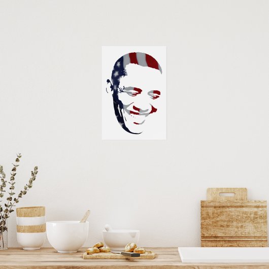 Barack Obama - Amerikanische Flagge - Poster (Küche)