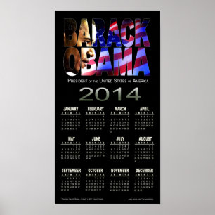 Barack Obama Cutout Calendar 2014   schwarz Poster