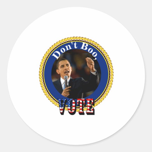 Barack Obama Dont Boo Vote Runder Aufkleber (Vorderseite)