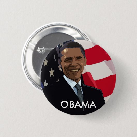 Barack Obama Flaggen-Knopf Button (Vorne & Hinten)