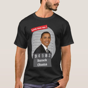 BARACK OBAMA 🤣 Funny Mugshot Novelty Lock Ihm Up T-Shirt