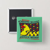 BARACK OBAMA GEWINNE! - BUTTON (Vorne & Hinten)