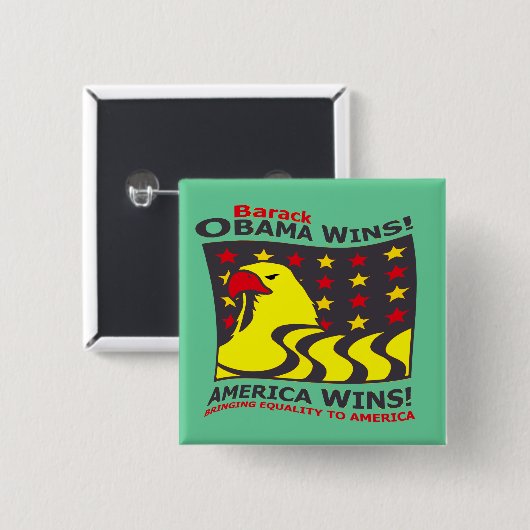 BARACK OBAMA GEWINNE! - BUTTON (Vorne & Hinten)