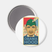 Barack Obama Hood Robin Hood Button Barrack Obama. Magnet (Vorderseite/Rückseite)