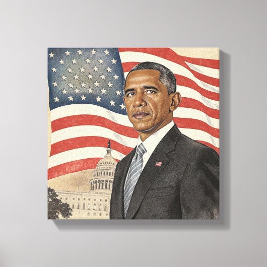Barack Obama in front of American Flag and Capitol Leinwanddruck (Vorderseite)