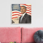 Barack Obama in front of American Flag and Capitol Leinwanddruck (Insitu (Wohnzimmer))