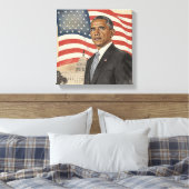 Barack Obama in front of American Flag and Capitol Leinwanddruck (Insitu (Schlafzimmer))