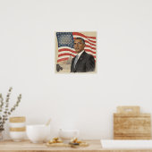 Barack Obama in front of American Flag and Capitol Poster (Küche)