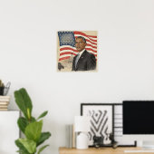 Barack Obama in front of American Flag and Capitol Poster (Heimbüro)