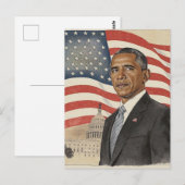 Barack Obama in front of American Flag and Capitol Postkarte (Vorne/Hinten)