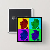 Barack Obama in lebender Farbe (Foursquare Knopf) Button (Vorne & Hinten)