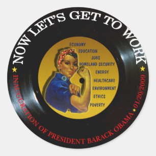 BARACK OBAMA INAUGURATION VINYL RUNDER AUFKLEBER