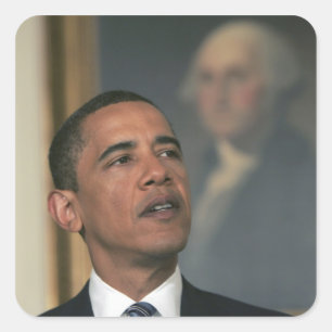 Barack Obama kündigt seine Absicht an, zu nominier Quadratischer Aufkleber