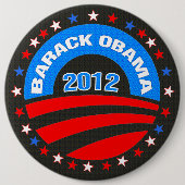 Barack Obama Logo 2012 Schwarzer Hintergrund Button (Vorderseite)