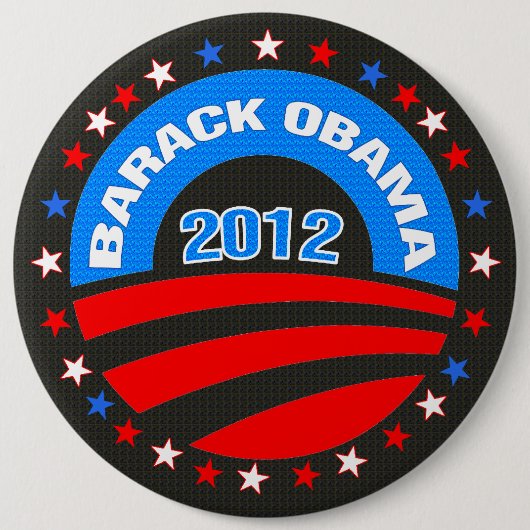 Barack Obama Logo 2012 Schwarzer Hintergrund Button (Vorderseite)