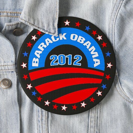 Barack Obama Logo 2012 Schwarzer Hintergrund Button (Beispiel)