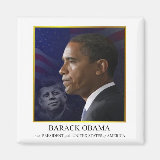 Barack Obama mit JFK - Magnet (Vorne)