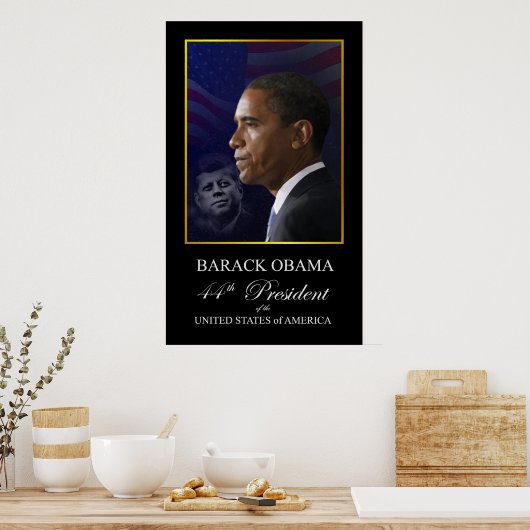 Barack Obama mit John Kennedy Poster (Küche)