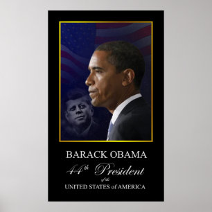 Barack Obama mit John Kennedy Poster