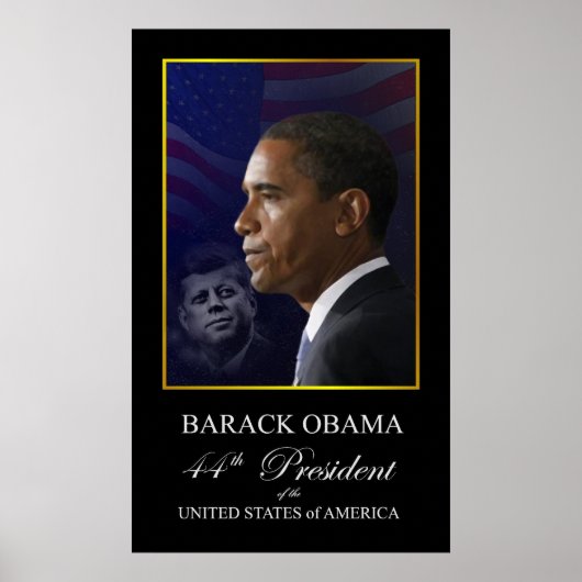 Barack Obama mit John Kennedy Poster (Vorne)