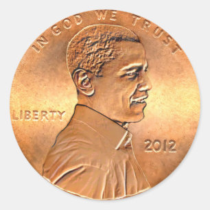 Barack Obama Penny 2012 Runder Aufkleber