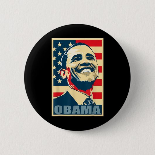 Barack Obama Präsident 44 US-Flag Happy Demo Button (Vorderseite)