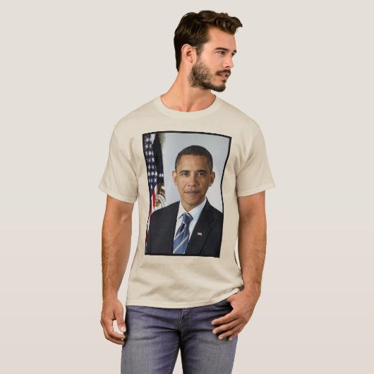 Barack Obama Präsident Portrait T - Shirt (Vorne ganz)