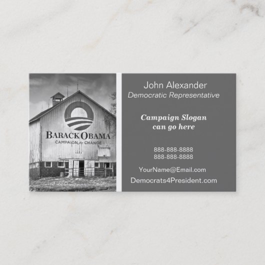 Barack Obama Präsidentenkampagnen-Scheune Visitenkarte (Vorderseite)