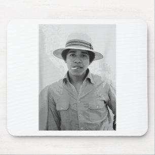 Barack Obama Retro Vintager junger Obama raucht in Mousepad
