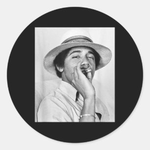 Barack Obama Retro Vintager junger Obama raucht in Runder Aufkleber