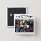 Barack Obama: Schritt im Geschichtsknopf Button (Vorne & Hinten)