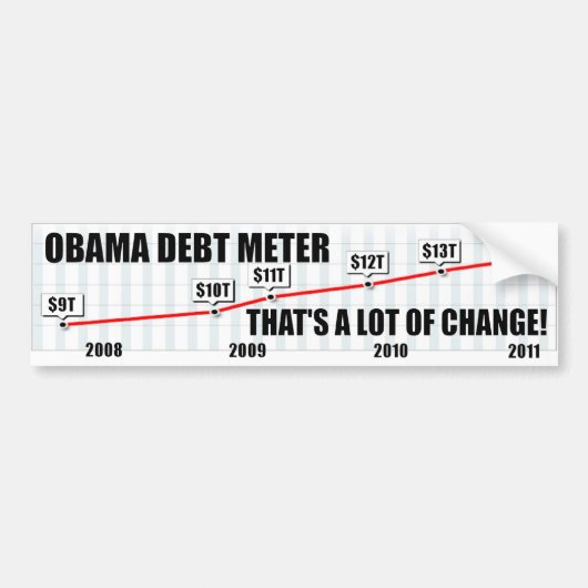 Barack Obama Schulden-Meter Autoaufkleber (Vorne)